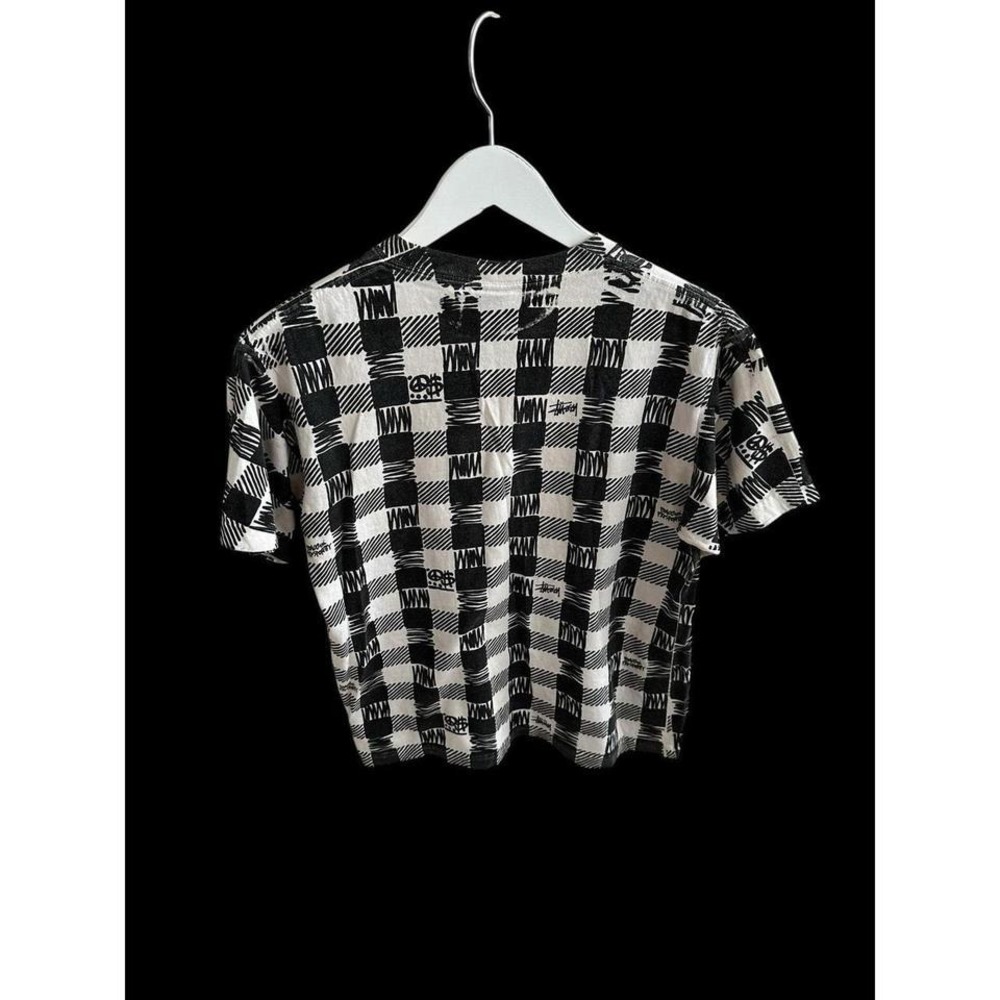 Vintage 90's‎ Stussy AOP Men's Small Tee T-Shirt Checkered Skater Streetwear - Picture 3 of 8